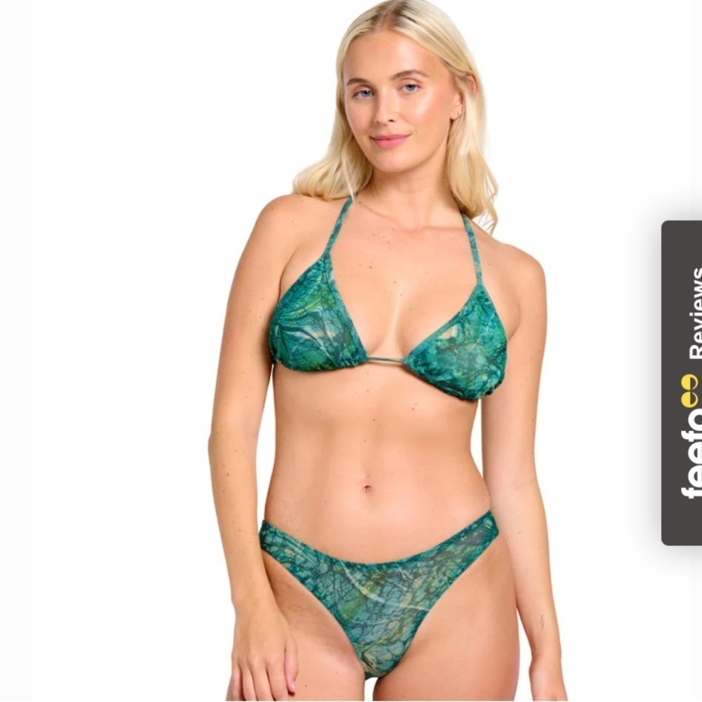 Kiniki NWT Santorini Tan Through 2 Piece String Tanning Bikini Green Size 8